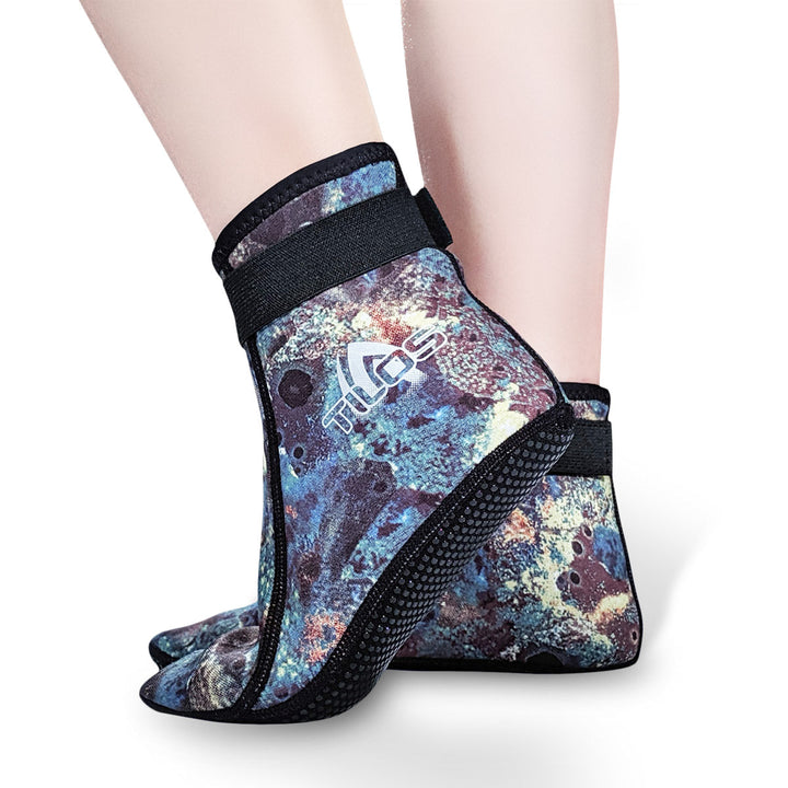 2mm Mid-High Top Socks for Watersports with Velcro Straps