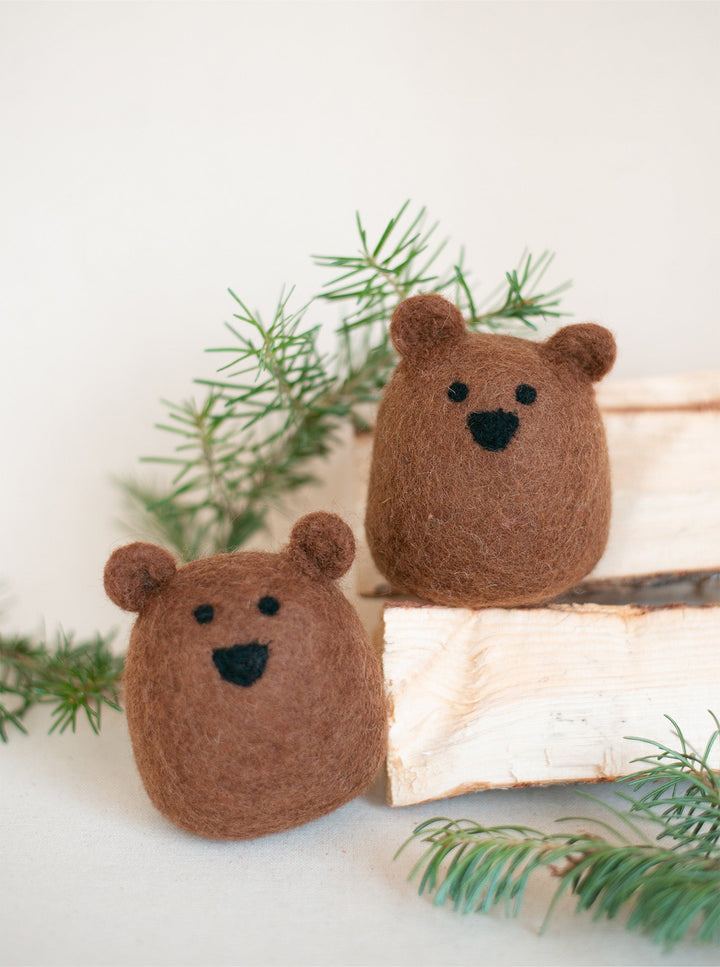 BROWN BEAR WOOL DOG TOY