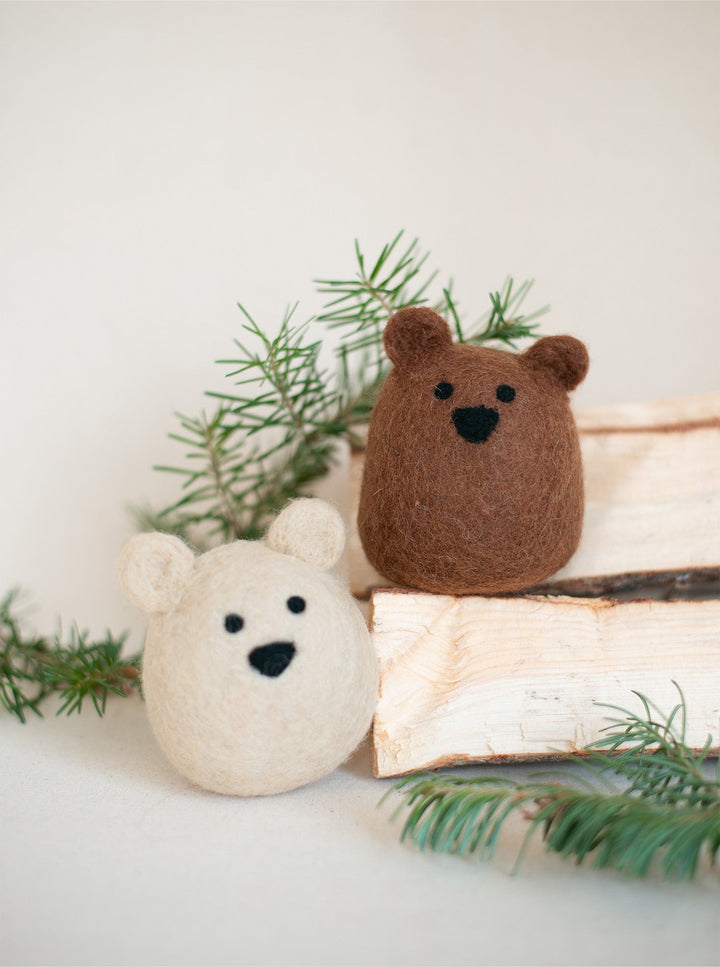 Natural Polar Bear Wool Dog Toy for Small Pups