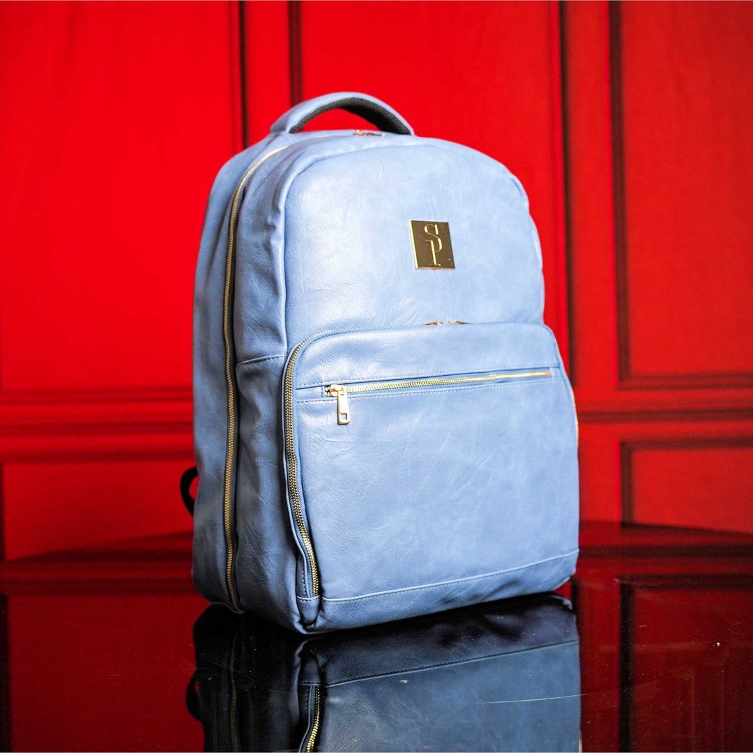 Sole Premise Baby Blue Tumbled Leather Commuter Bag