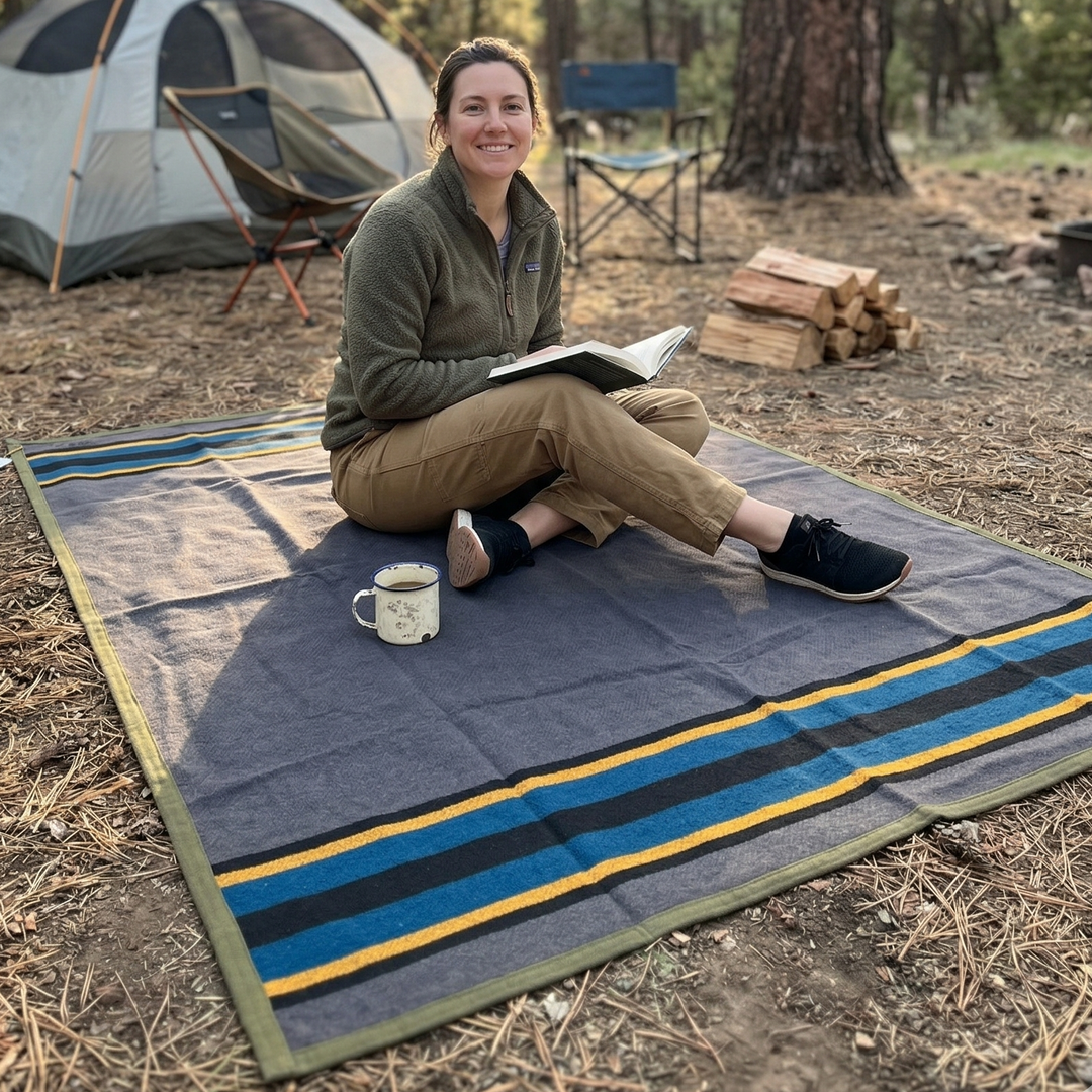 West Path Canvas Camping Blanket - Waxed Canvas Outdoor Blanket / Bushcraft Blanket