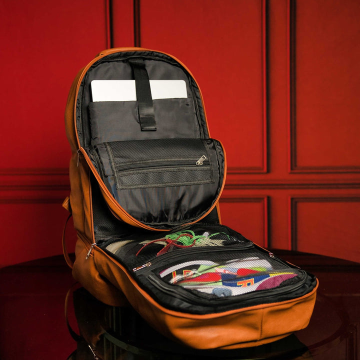 Sole Premise Brown Leather Luxury Carry-On Bag Patented Signature Design