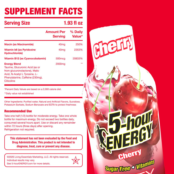 24 Pack 5-hour ENERGY Cherry Flavor Shots