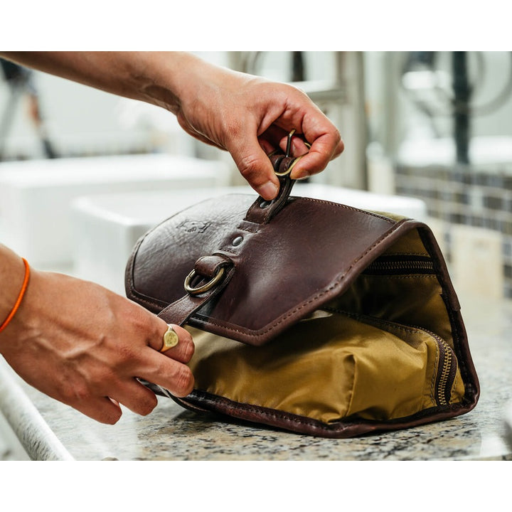 Campaign Waxed Canvas Roll-Up Toiletry Shave Kit