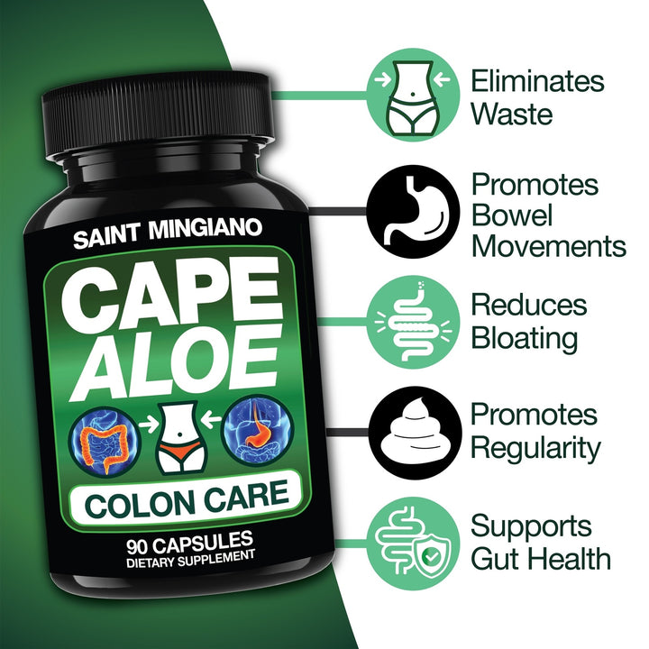 Cape Aloe Colon Cleanse, Detox & Flush - 90 Capsules. Gentle Constipation Relief