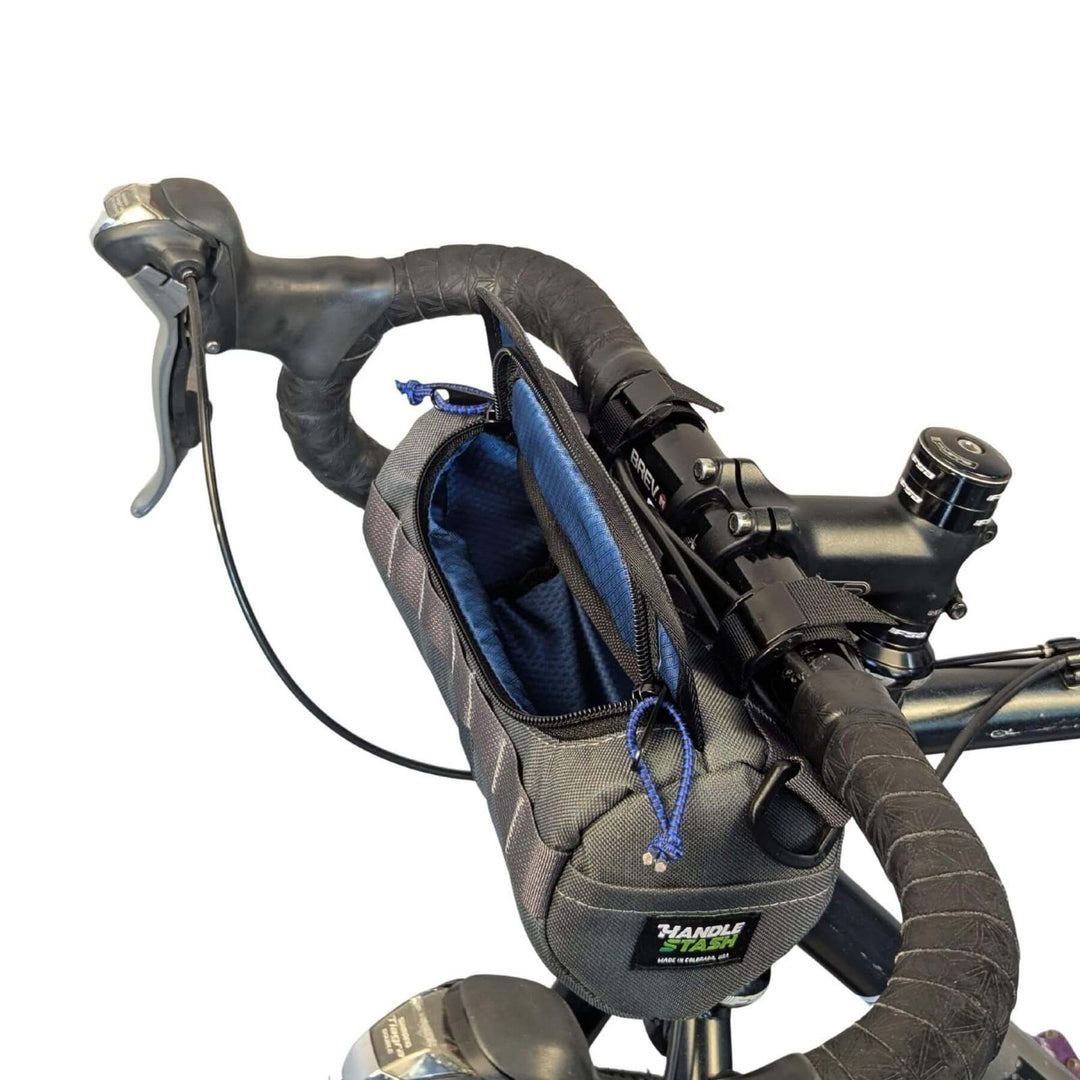 HandleStash Handlebar Bag - Charcoal & Blue Burrito