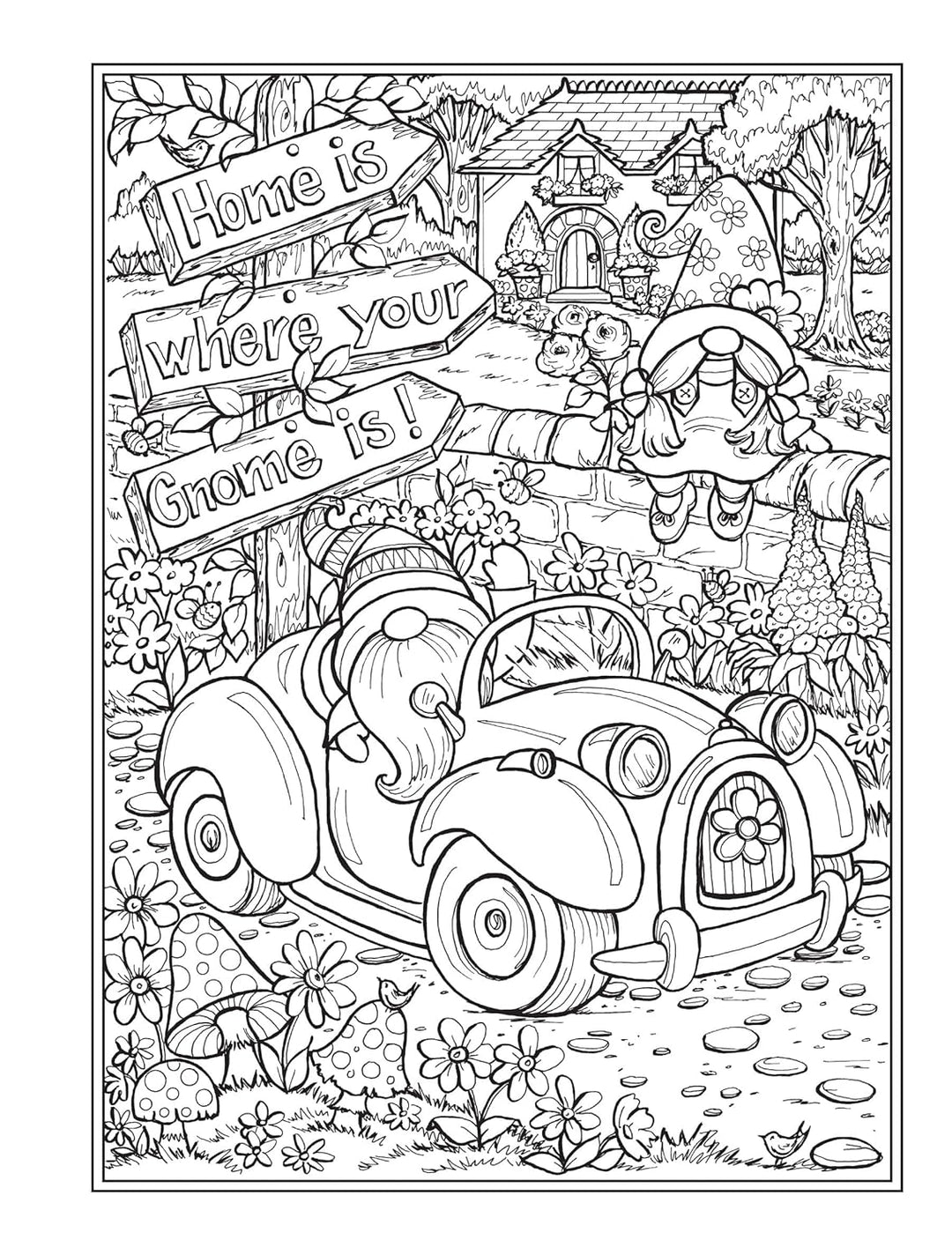 Creative Haven Gnome Sweet Gnome Coloring Book Spiral Bound