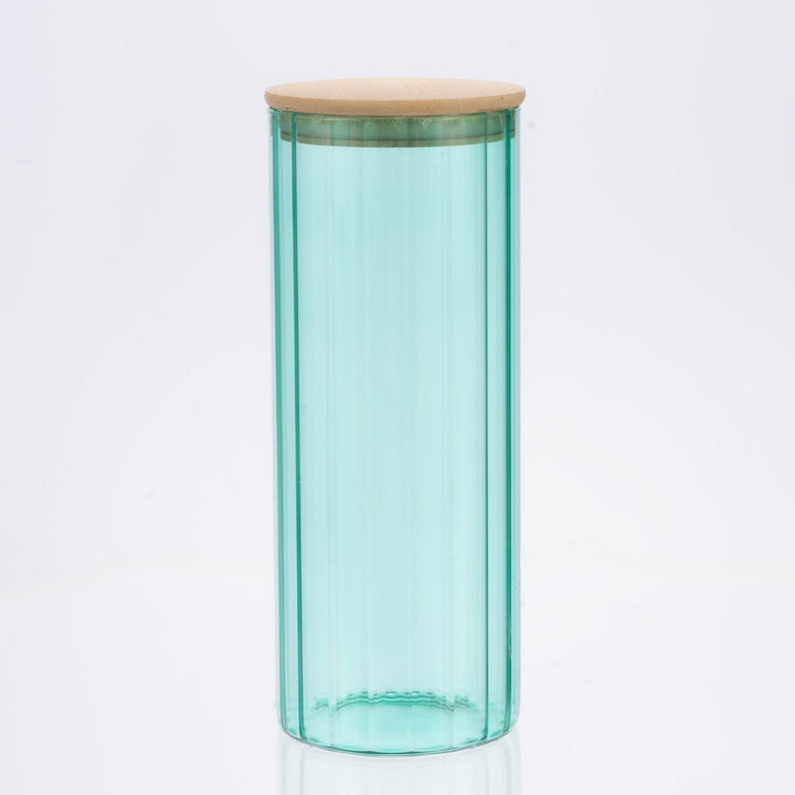 Glass Canister Set & Bamboo Lid - Diamond Blue