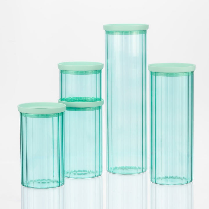 Glass Canister Set & Glass Lid - Diamond Blue