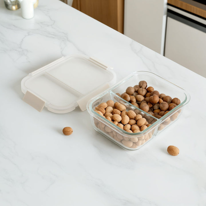 Glass Bento Box - 3 Sections Vanilla