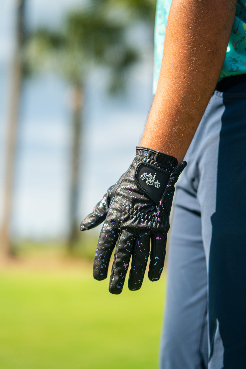 Shank it Golf Black Paint Splatter Golf Glove