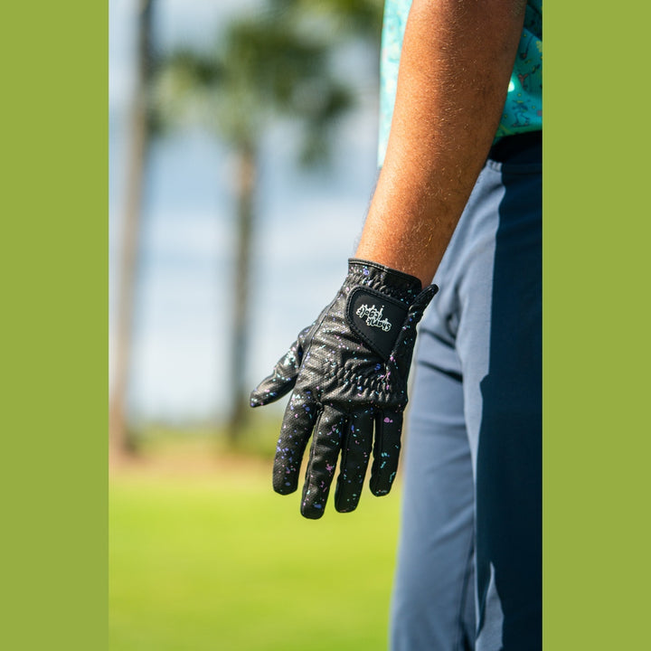 Shank it Golf Black Paint Splatter Golf Glove