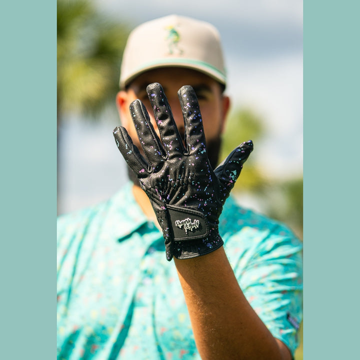 Shank it Golf Black Paint Splatter Golf Glove