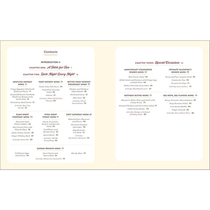 Date Night Cookbook and Activities for Couples: Recipes and Games for a Romantic Night In Spiral Bound