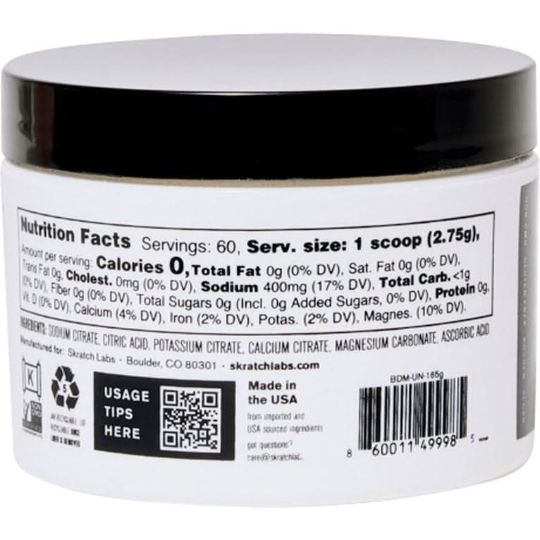 Skratch Labs Electrolyte Booster, Unflavored Hydration, 60-Serving Jar