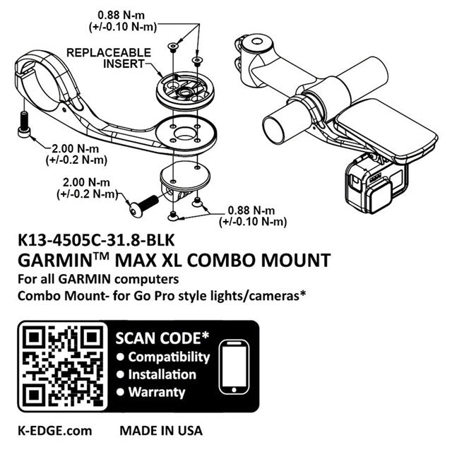 K-EDGE Garmin Max XL Combo Mount - 31.8
