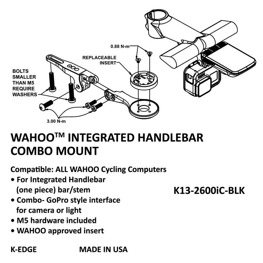 K-EDGE Integrated Handlebar System Combo Mount for Wahoo