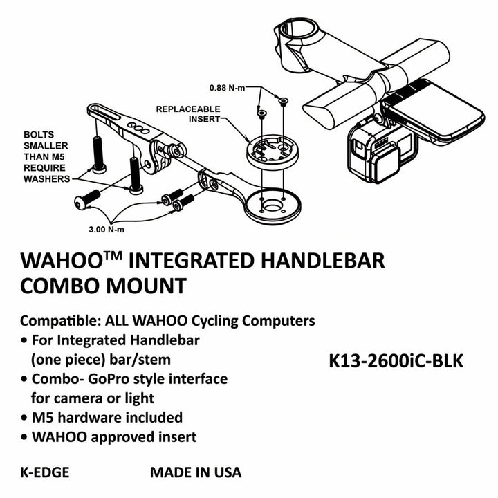 K-EDGE Integrated Handlebar System Combo Mount for Wahoo