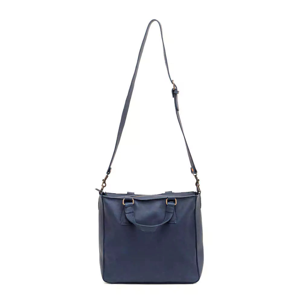 Ellington Leather Market Tote with Zippered Pouch