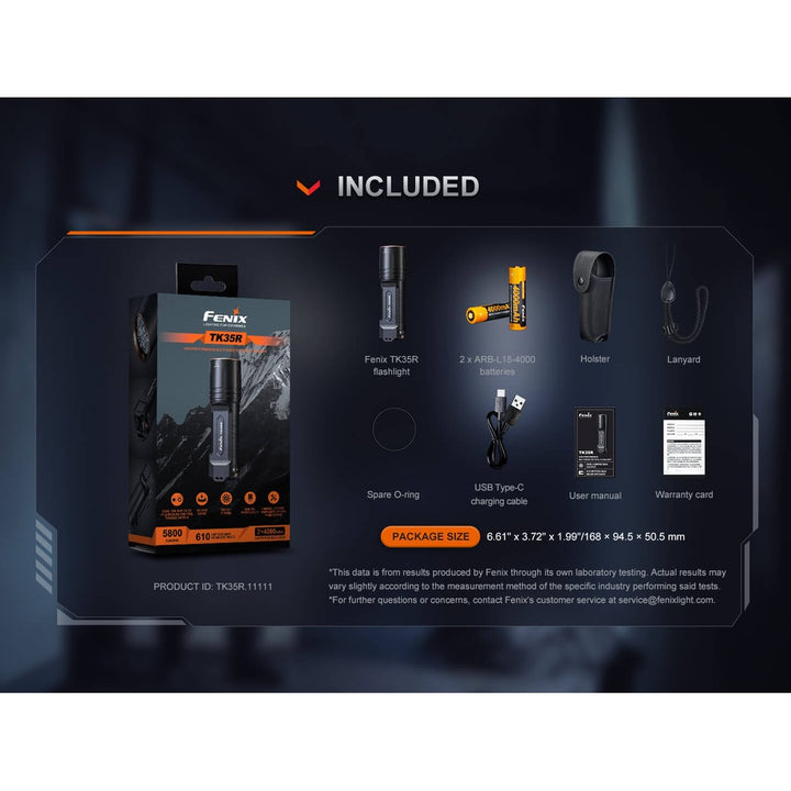 Fenix TK35R Rechargeable High-Performance Tactical Flashlight with UV Output