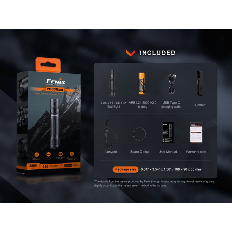 Fenix PD36R Pro 2800 Lumen Flashlight + FREE E03R V2 Keychain Light