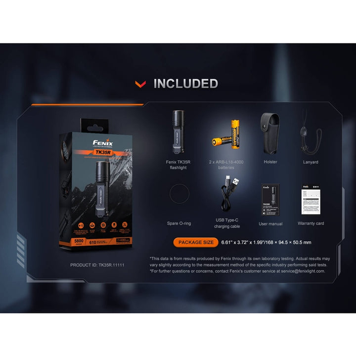 Fenix TK35R Rechargeable High-Performance Tactical Flashlight with UV Output