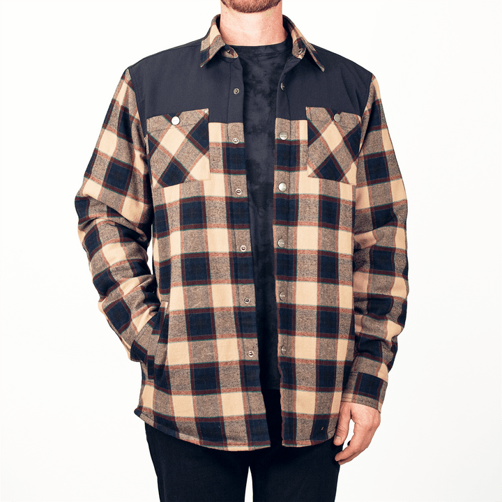 Handup Flannel Jacket - Navy/Tan Plaid
