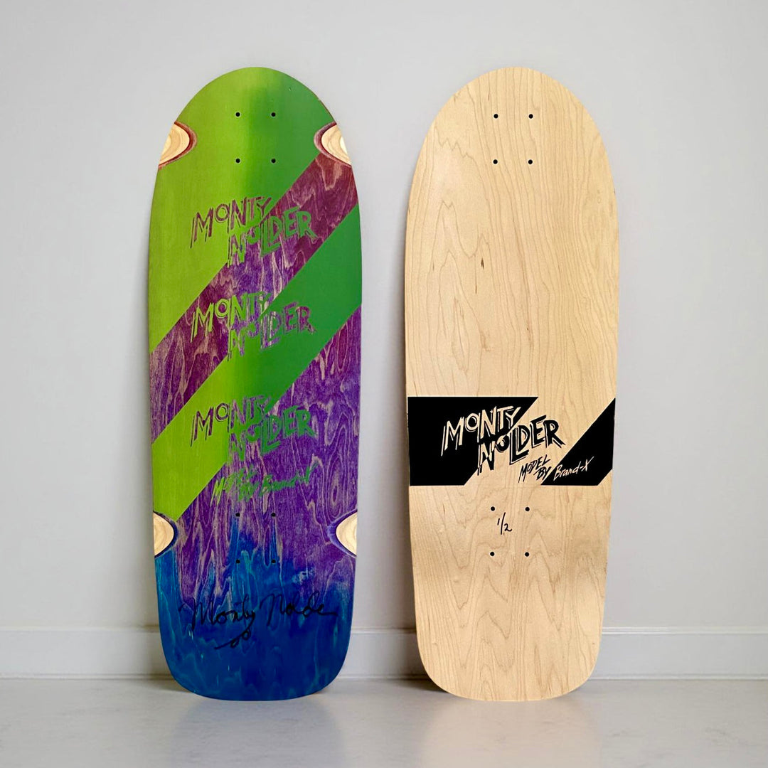 Monty Nolder ONE OF A KIND, HAND-PAINTED & AUTOGRPAHED Deck 10"x30" 1 of 1