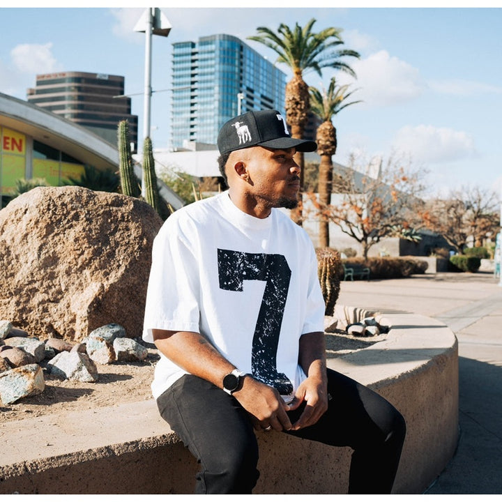 ‘7’ Premium Wool Blend SnapBack - Black/White