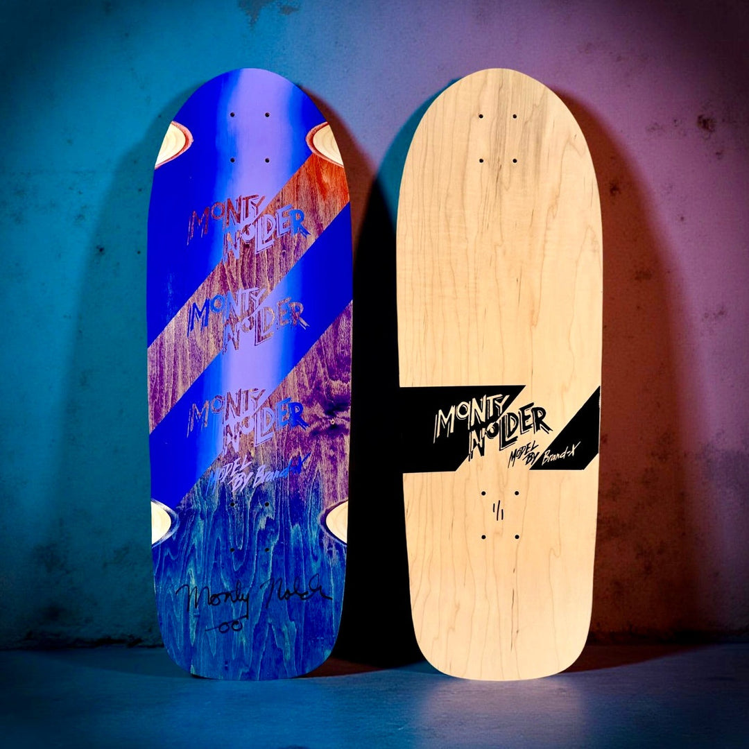 Monty Nolder Stripes ONE OF A KIND, HAND-PAINTED & AUTOGRPAHED Deck 10"x30" 1 of 1