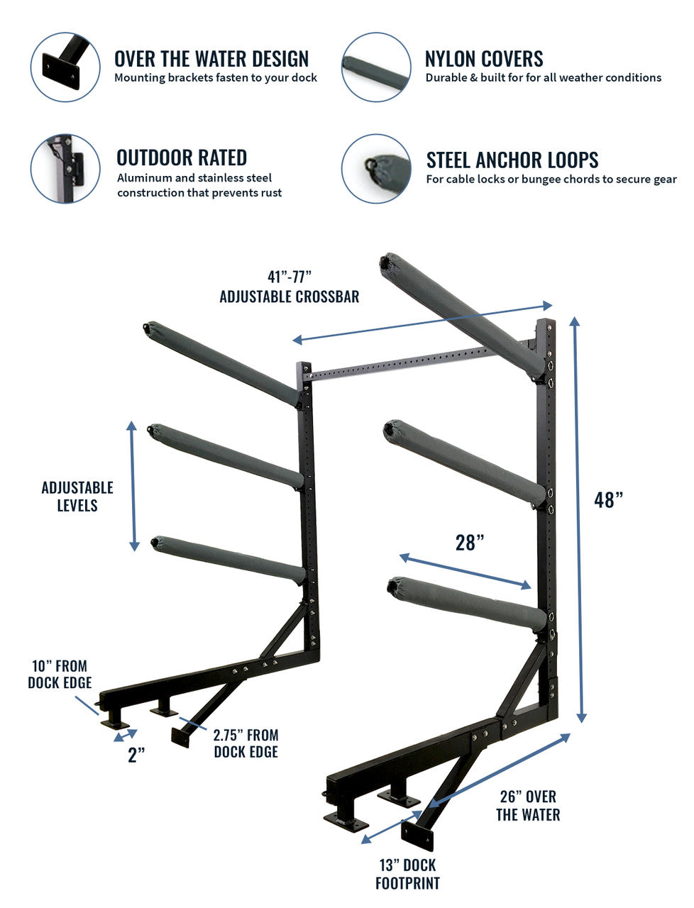 Chesapeake Kayak Storage Rack Over Water Use