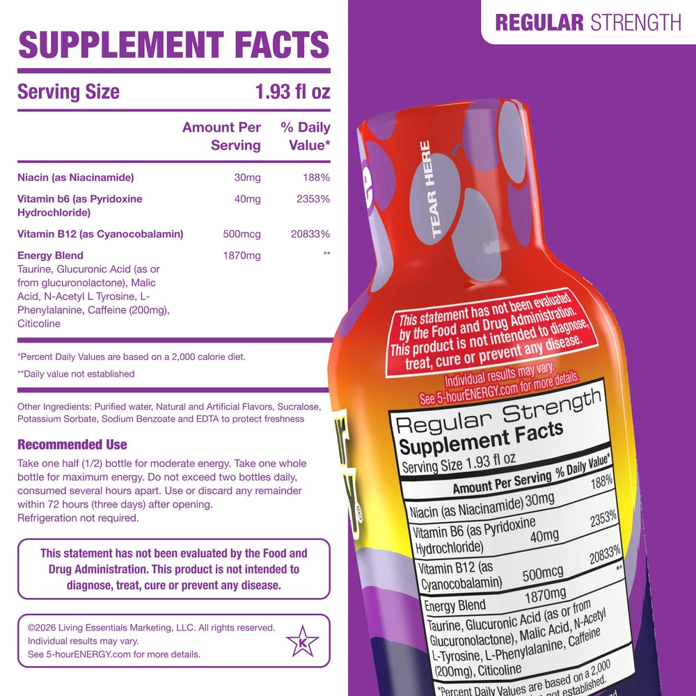 5-hour Energy Grape Flavor Regular Strength 5-hour ENERGY Shots