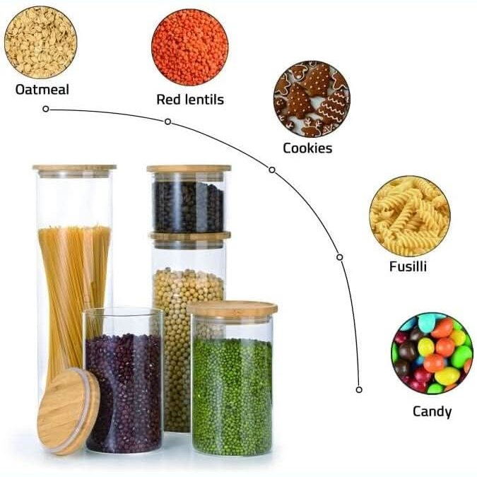 Glass Canister Set & Bamboo Lid