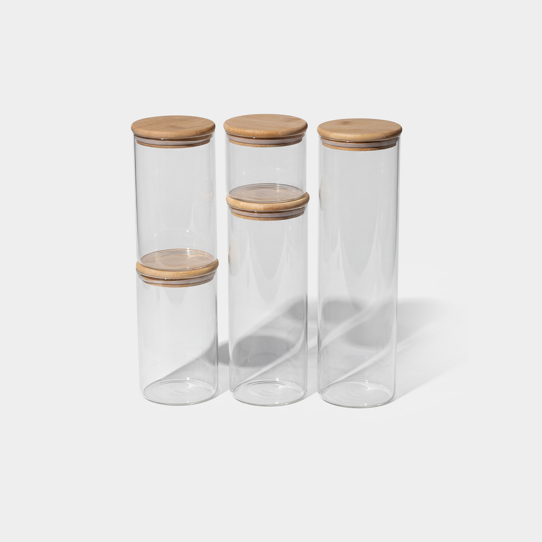 Glass Canister Set & Bamboo Lid
