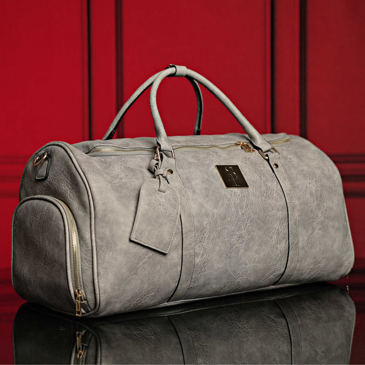 Sole Premise Grey Tumbled Luciano Leather Duffle Bag New Weekender Design