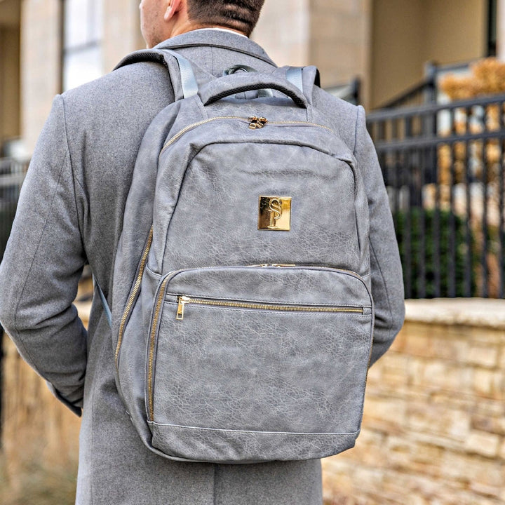 Sole Premise Grey Tumbled Leather Commuter Bag