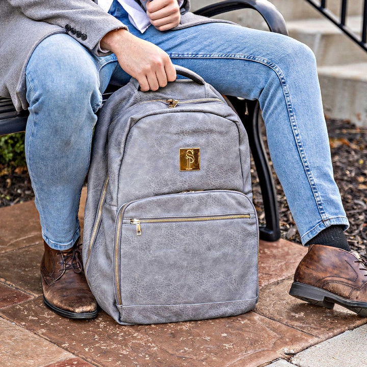 Sole Premise Grey Tumbled Leather Commuter Bag