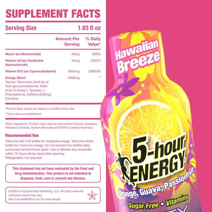 24 Pack Hawaiian Breeze Energy Shots - Extra Strength