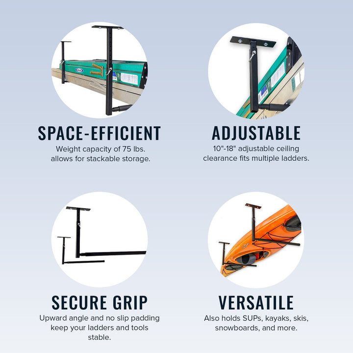 Hi-Port 2 | Adjustable Ceiling Storage Rack for Ladders