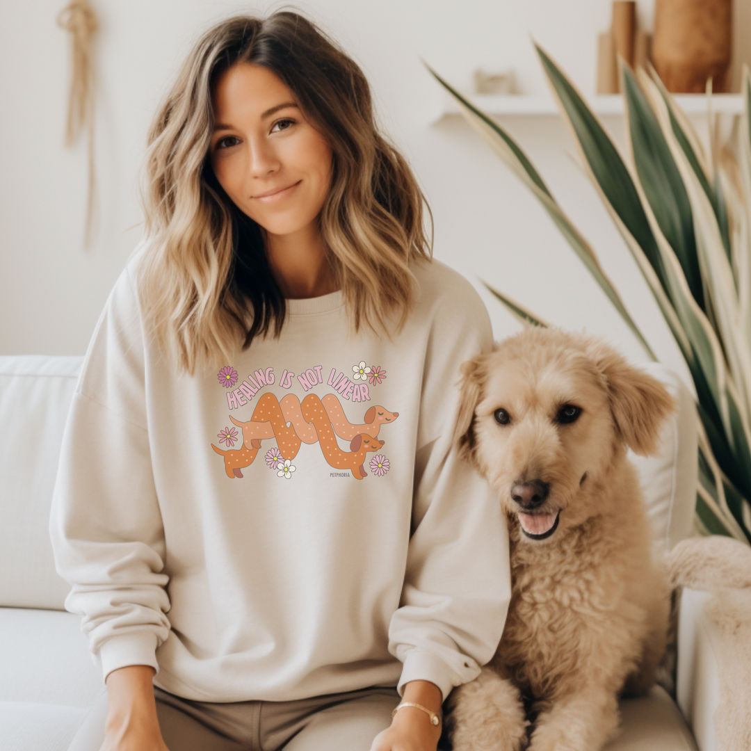 Petphoria Healing Is Not Linear Crewneck
