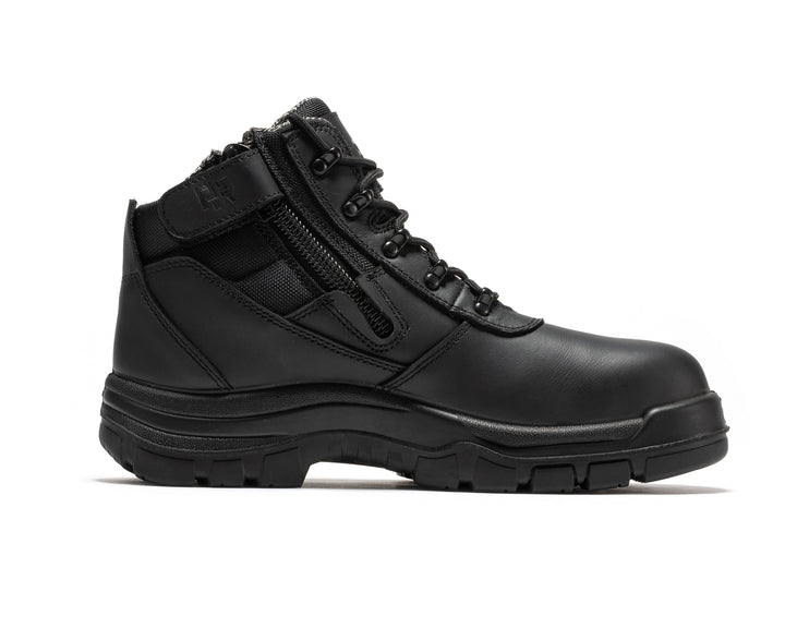 ROCKROOSTER Avalon Black 6 Inch Zip-sided Composite toe Leather Work Boots CP213BK