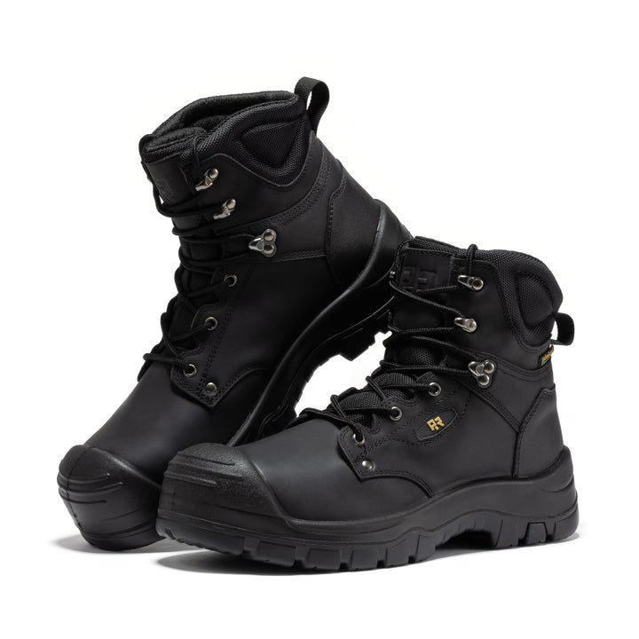 ROCKROOSTER Woodland Black 6 inch Waterproof Composite Toe Leather Work Boots AK662