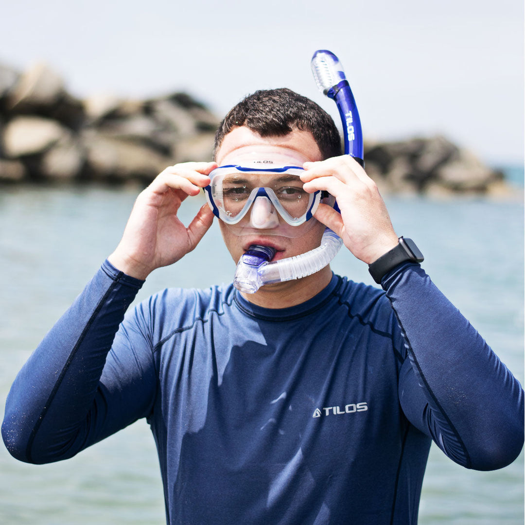 Men's Long Sleeve Rash Guard - Heather Marine