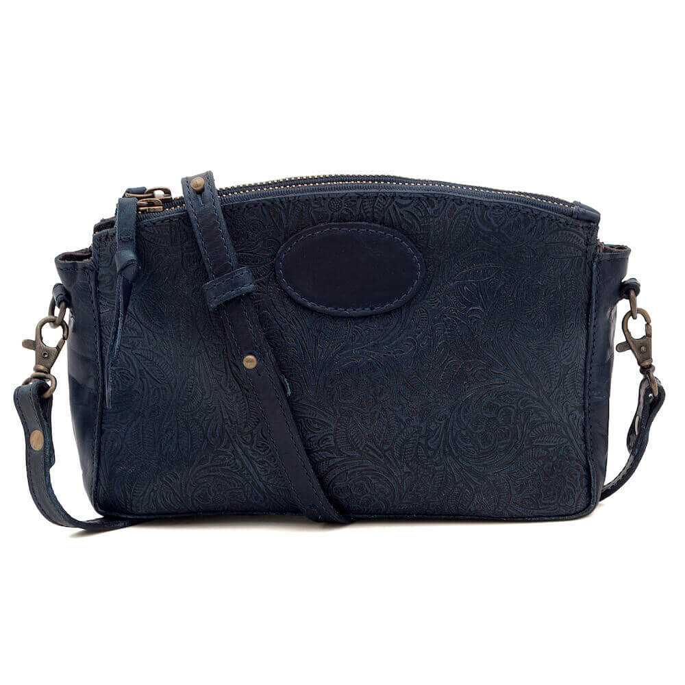 Tooled Leather Crossbody Bag