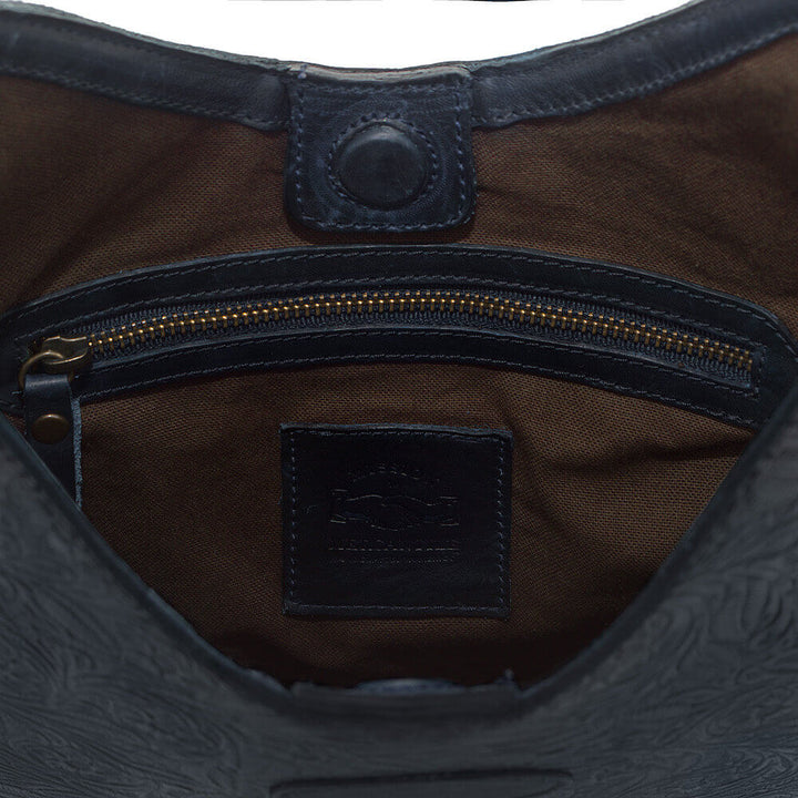 Tooled Leather Hobo Bag