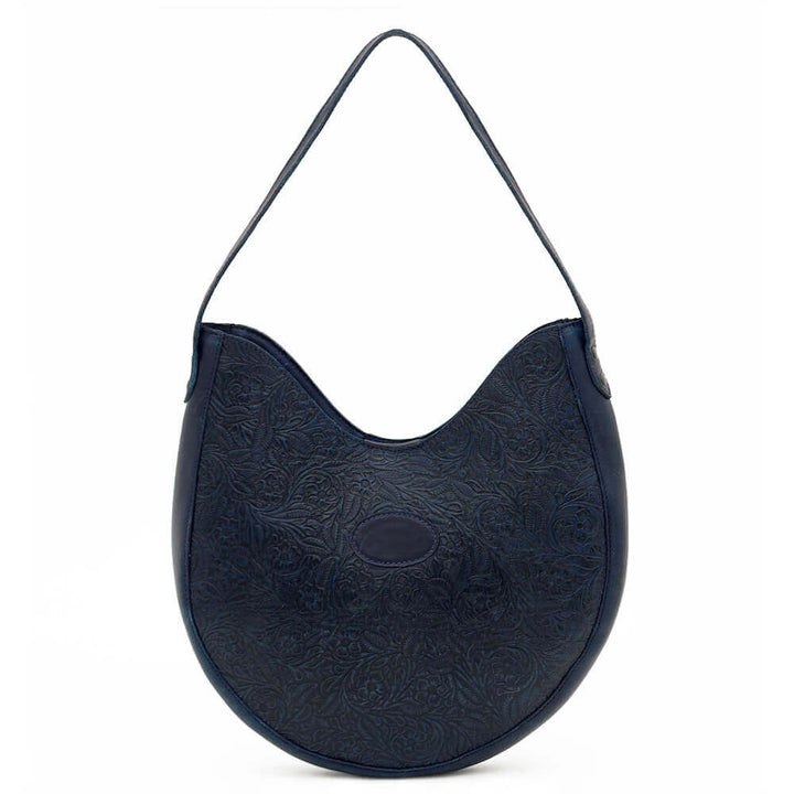 Tooled Leather Hobo Bag