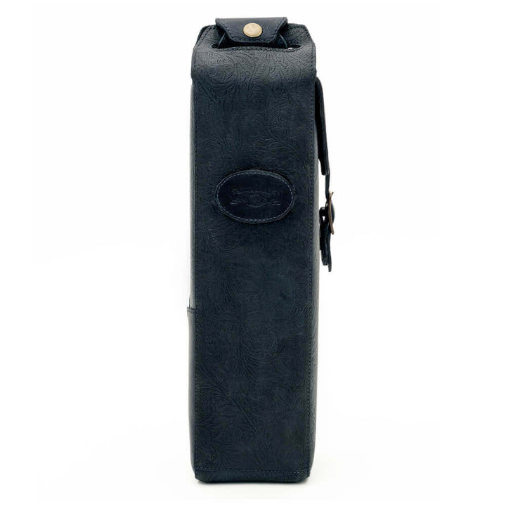 Tooled Leather Single Bottle Wine Carrier