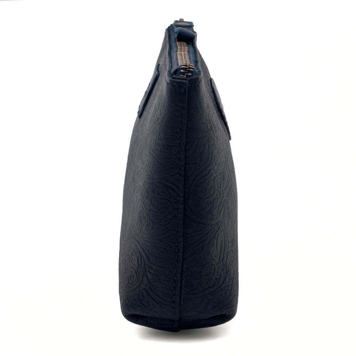 Tooled Leather Large Zippered Pouch