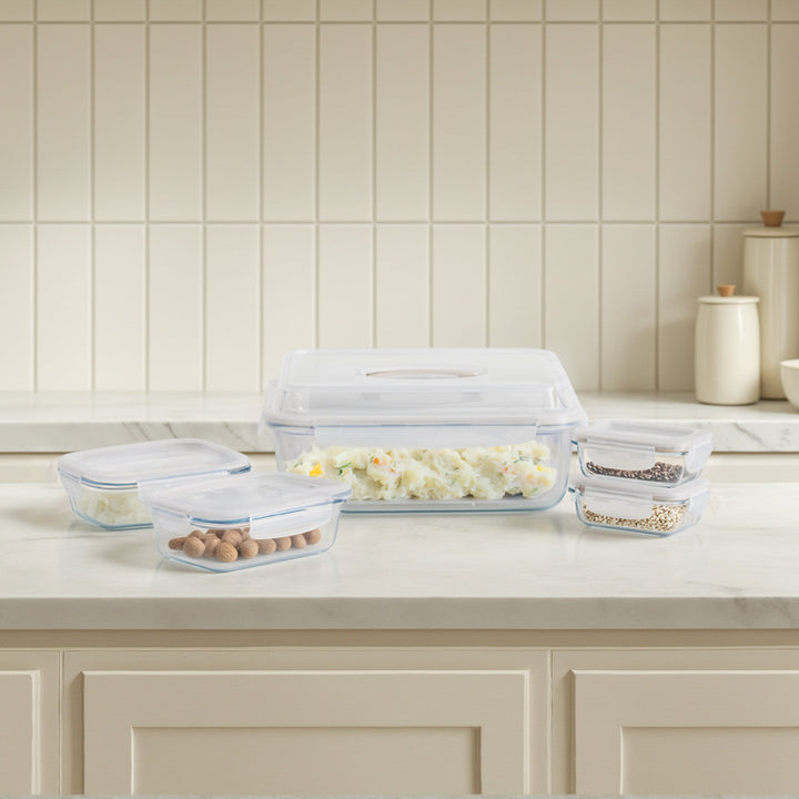 Bake & Carry Glass Set 5 Containers, Vanilla