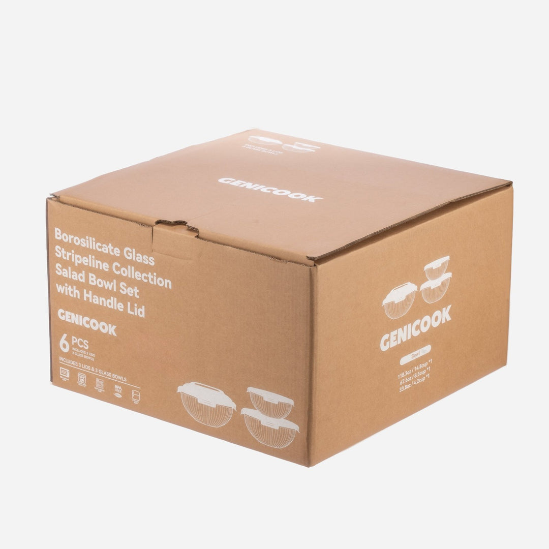 Borosilicate Glass Mixing Bowl Set- Diamond Blue W/ Handle